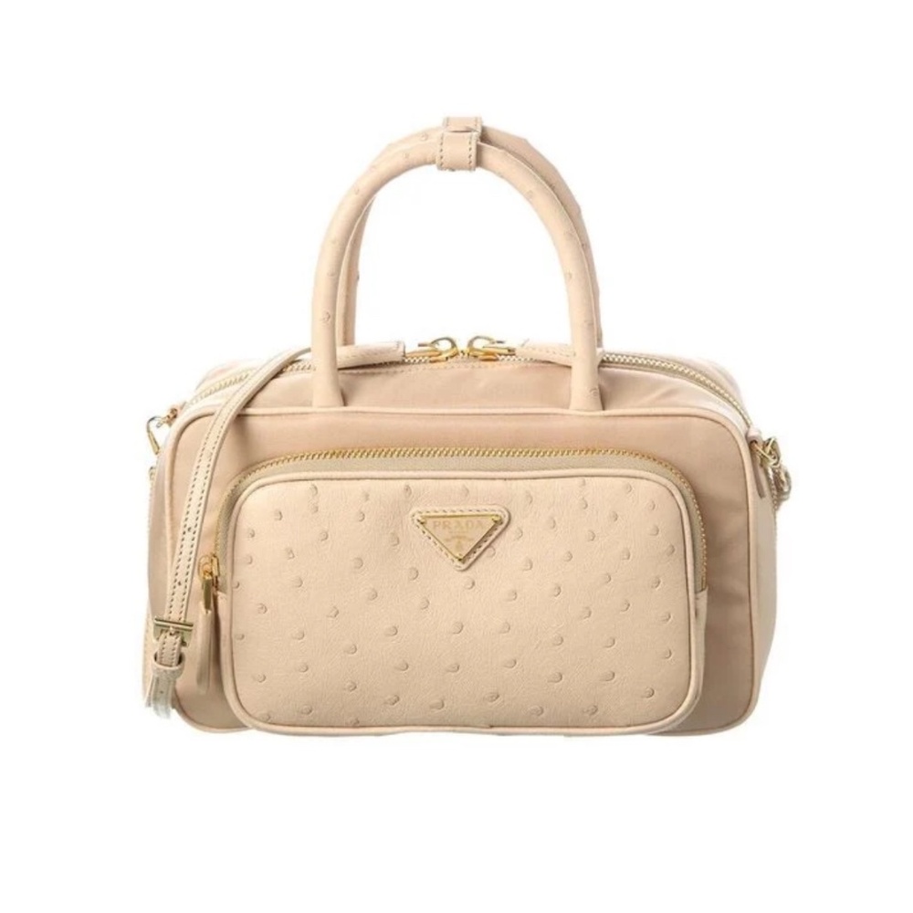 Prada Mini Tessuto & Ostrich shoulder bag